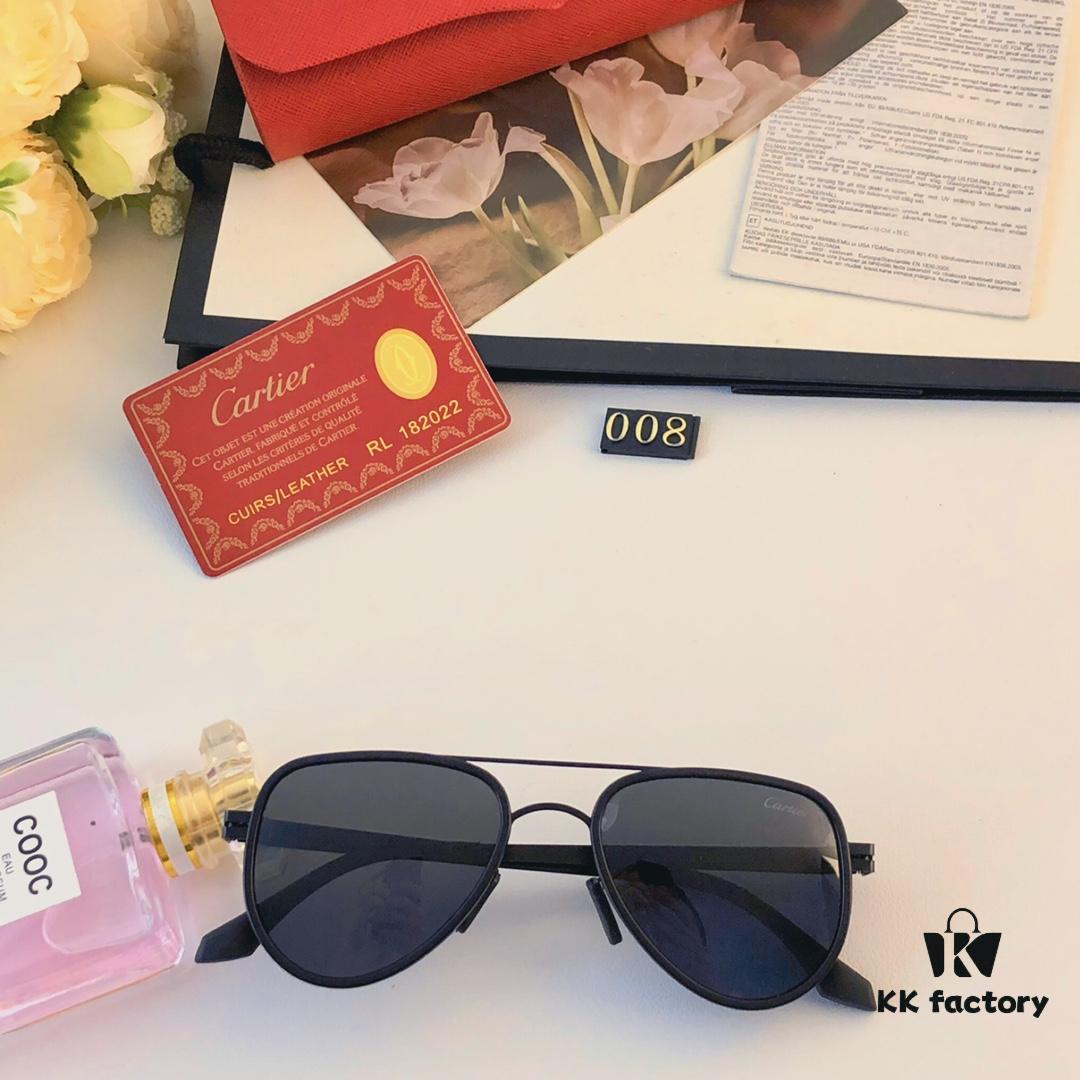 Cartier New Fashion Pilot Sunglasses with Metal Frame, Premium Double-Bridge Design, Polarized Lens Compatible with Prescription for Men, 2024 Sun Glasses