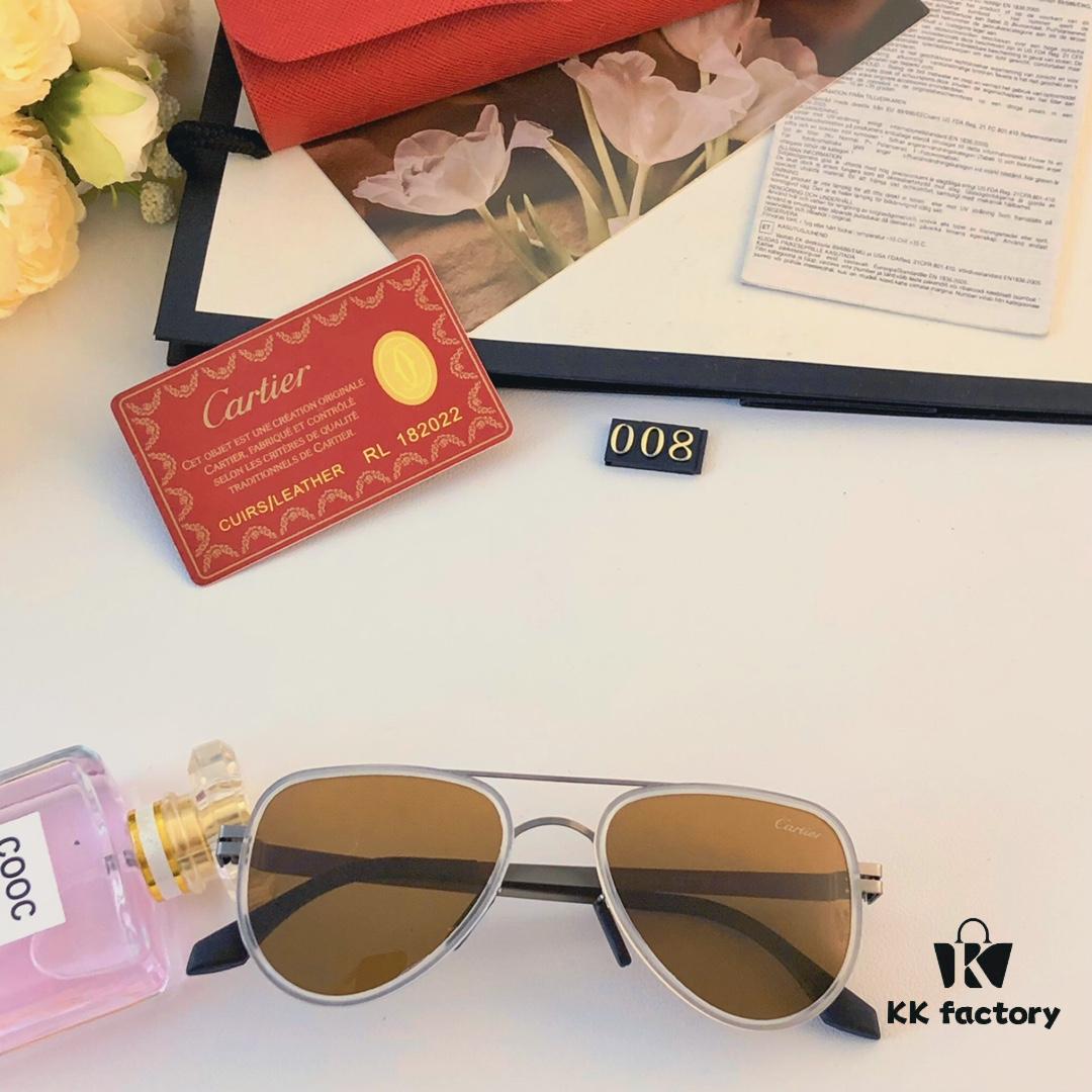 Cartier New Fashion Pilot Sunglasses with Metal Frame, Premium Double-Bridge Design, Polarized Lens Compatible with Prescription for Men, 2024 Sun Glasses