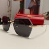 Cartier 2024 New Collection Frameless Sunglasses for Women, Classic Leopard Print Temples, Diamond-Cut Edges, Gradient Lenses, Oversized Luxury Design