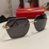 Cartier 2024 New Collection Frameless Sunglasses for Women, Classic Leopard Print Temples, Diamond-Cut Edges, Gradient Lenses, Oversized Luxury Design