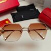Cartier 2024 New Model Frameless Sunglasses for Women, Classic Leopard Print Temples, Diamond-Cut Edges, Gradient Lenses, Oversized Luxury Sunglasses
