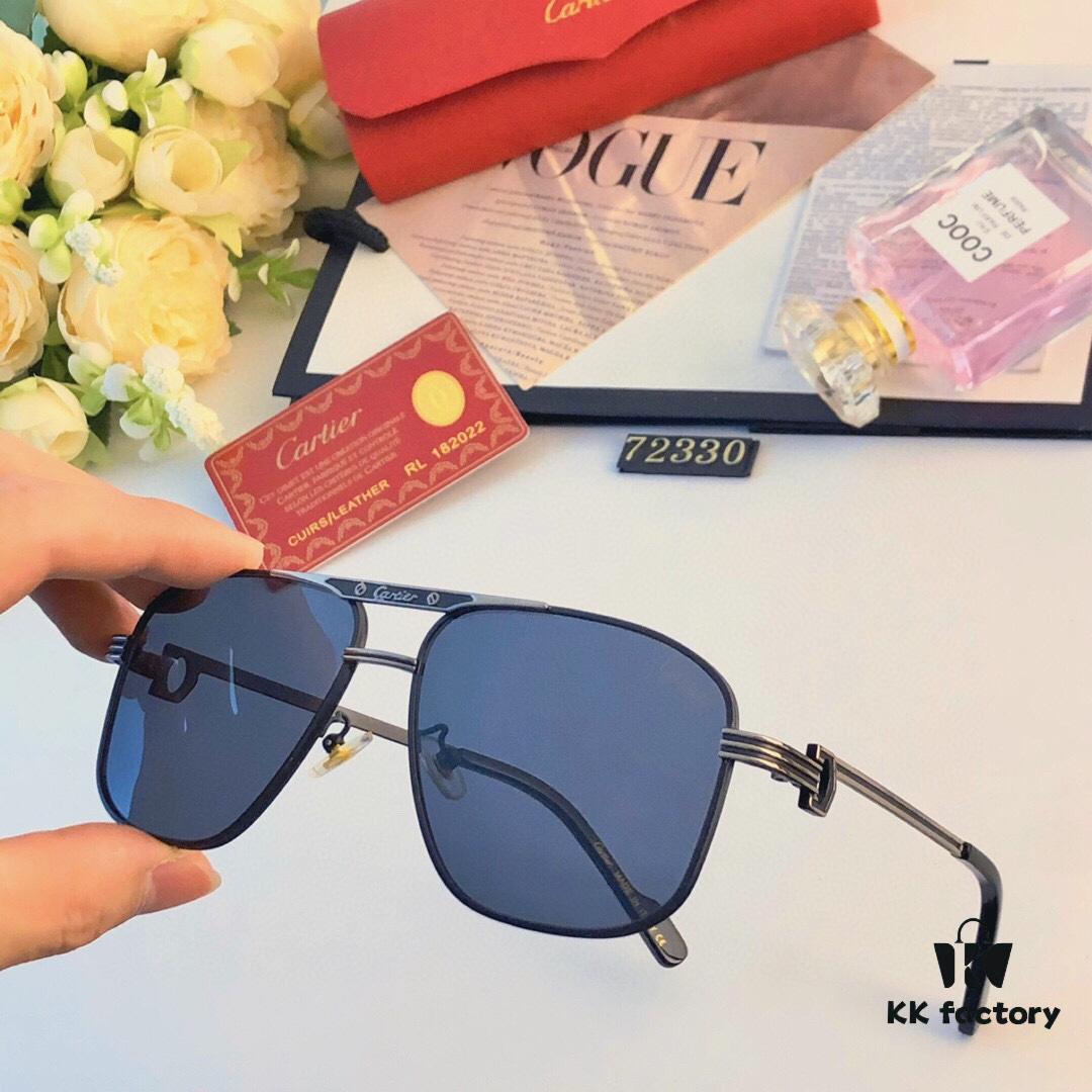 Cartier Hong Kong Retro Cross-border Stylish Polygonal Sunglasses for Men and Women, Fashionable UV-Proof Double Bridge Shades