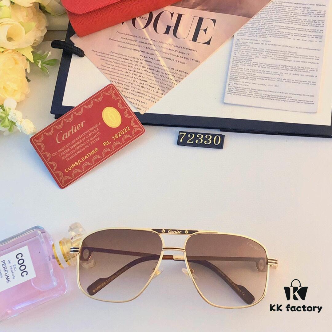 Cartier Hong Kong Retro Cross-border Stylish Polygonal Sunglasses for Men and Women, Fashionable UV-Proof Double Bridge Shades