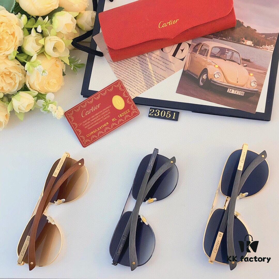 Cartier Classic Stylish Sunglasses, Fashionable Metal Double-Bridge Aviator Round Frame Sun Glasses, Trendy Ins Accessories