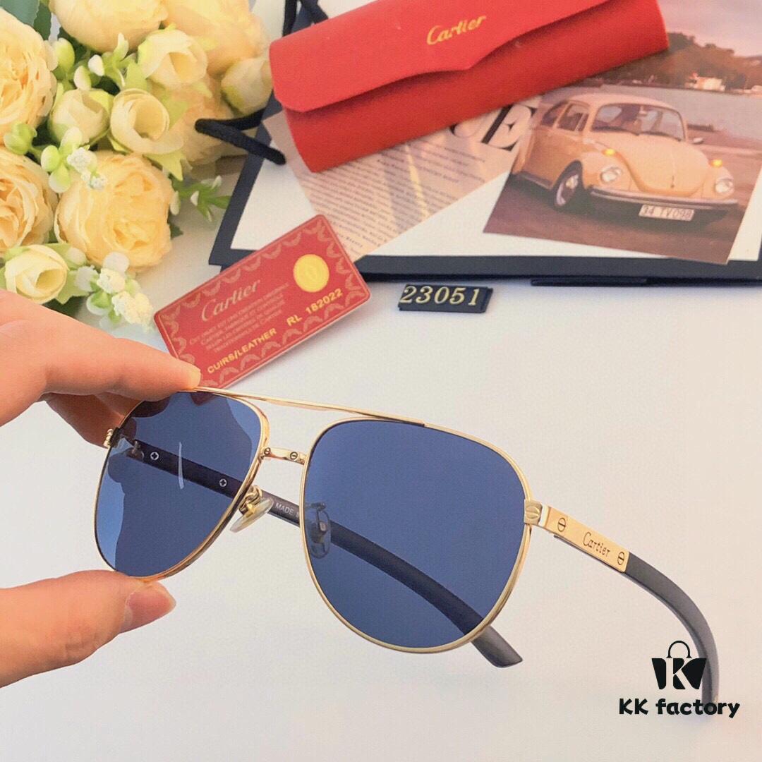 Cartier Classic Stylish Sunglasses, Fashionable Metal Double-Bridge Aviator Round Frame Sun Glasses, Trendy Ins Accessories