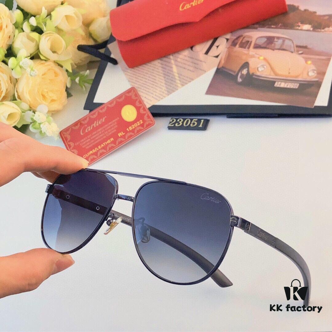 Cartier Classic Stylish Sunglasses, Fashionable Metal Double-Bridge Aviator Round Frame Sun Glasses, Trendy Ins Accessories