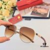 Cartier Classic Stylish Sunglasses, Fashionable Metal Double-Bridge Aviator Round Frame Sun Glasses, Trendy Ins Accessories
