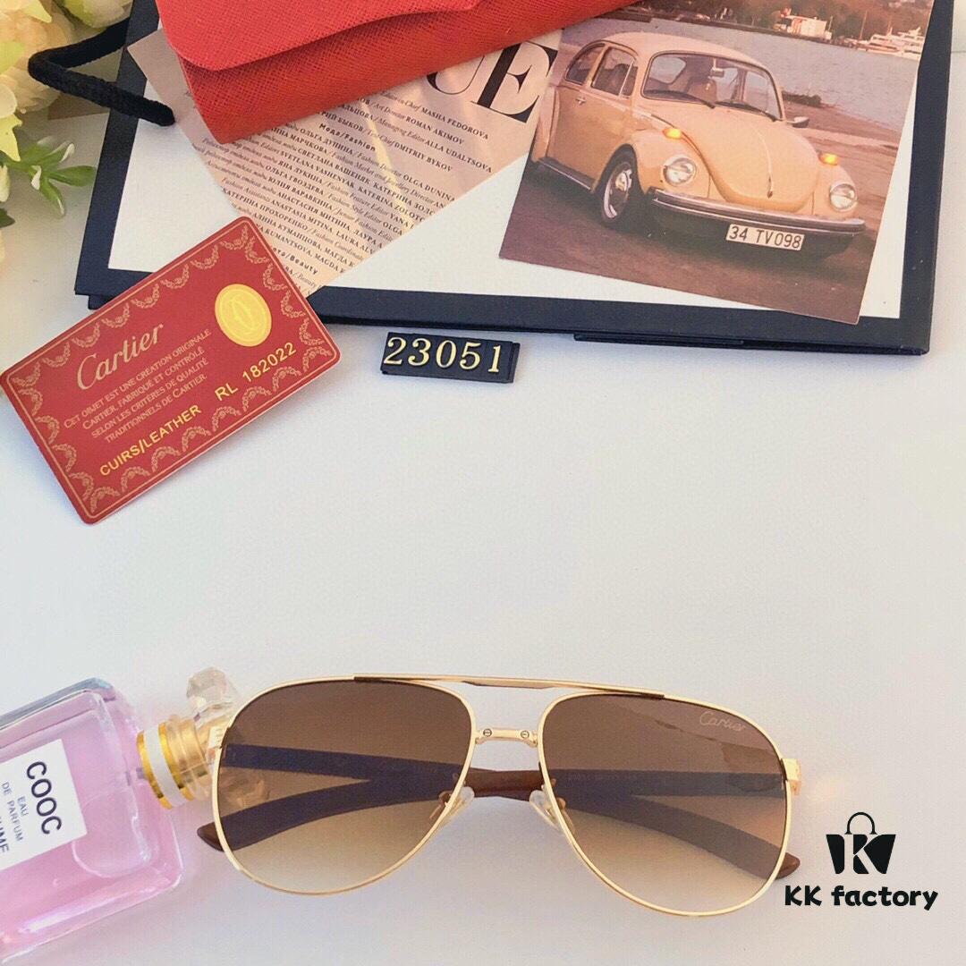 Cartier Classic Stylish Sunglasses, Fashionable Metal Double-Bridge Aviator Round Frame Sun Glasses, Trendy Ins Accessories