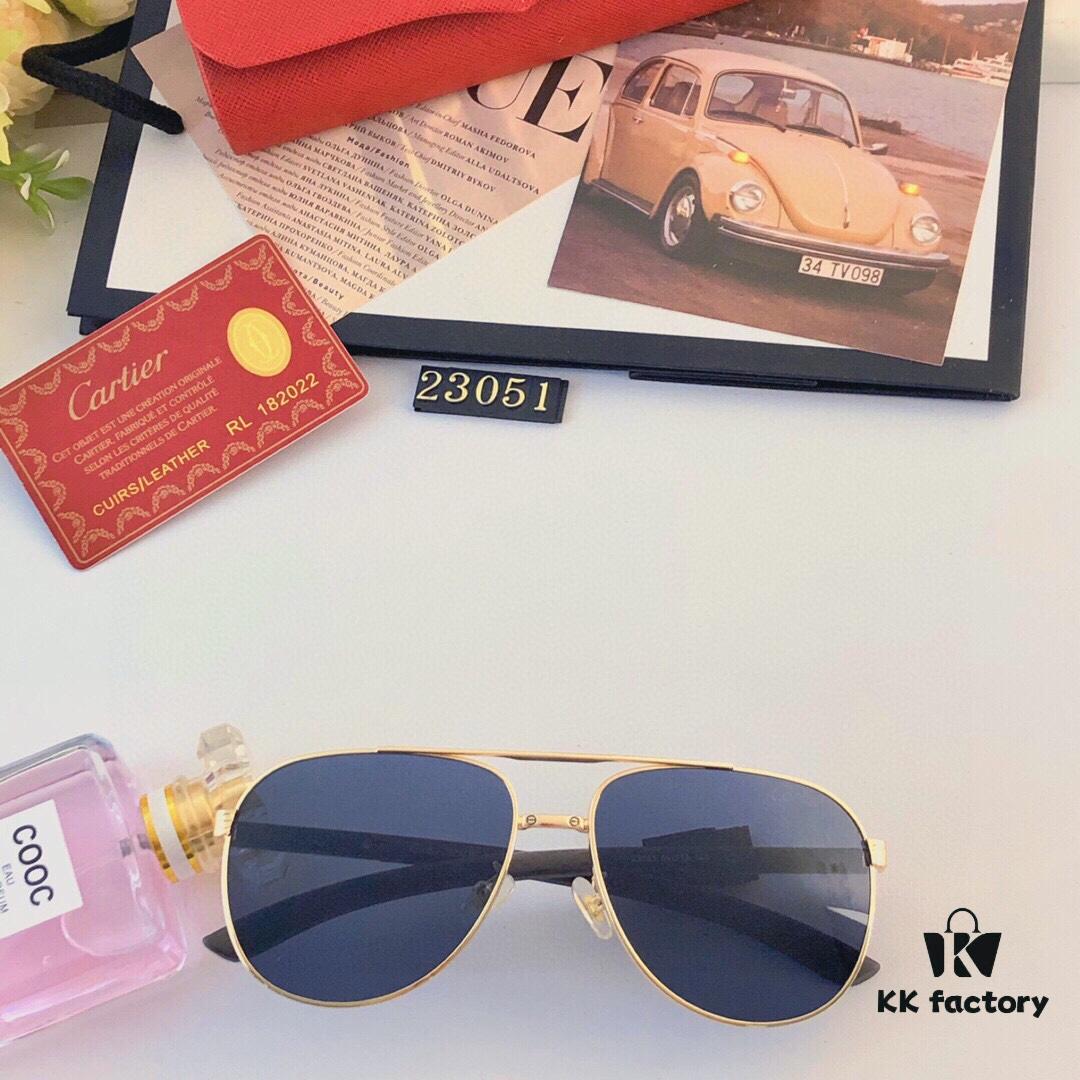 Cartier Classic Stylish Sunglasses, Fashionable Metal Double-Bridge Aviator Round Frame Sun Glasses, Trendy Ins Accessories