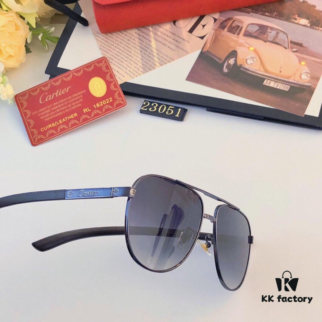 Cartier Classic Stylish Sunglasses, Fashionable Metal Double-Bridge Aviator Round Frame Sun Glasses, Trendy Ins Accessories