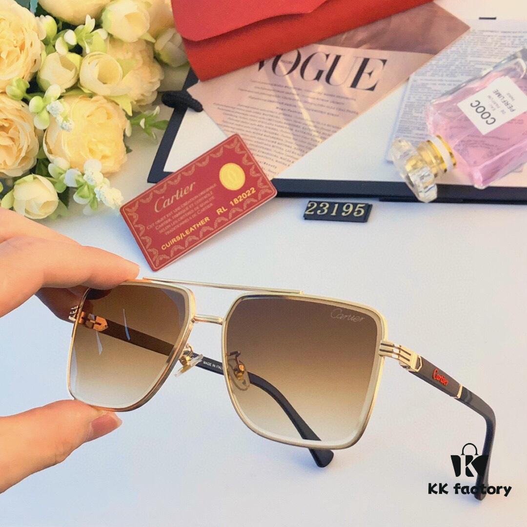 Cartier European and American Style Square Frame Double Bridge Sunglasses Unisex Fashionable Metal Sun Glasses Trendy Cross-border Hit Eyewear