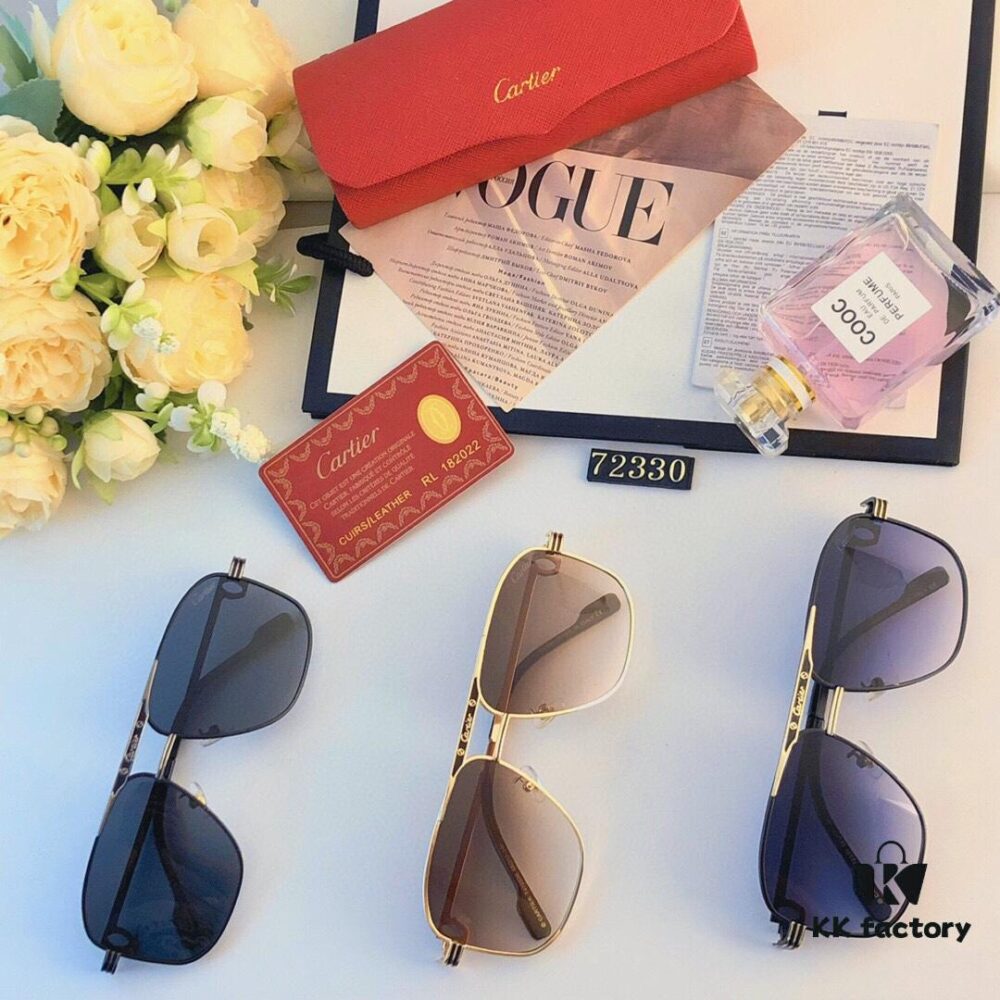 Cartier Hong Kong Style Retro Chic Fashionable Polygonal Sunglasses for Men and Women, UV Protection Double Bridge Avant-Garde Eyewear