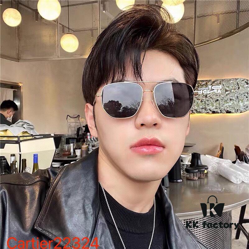 Cartier Square Sunglasses, Stylish Streetwear Trendy Gold-Frame Sunglasses, Korean-Style Oversized Sun Glasses for Men