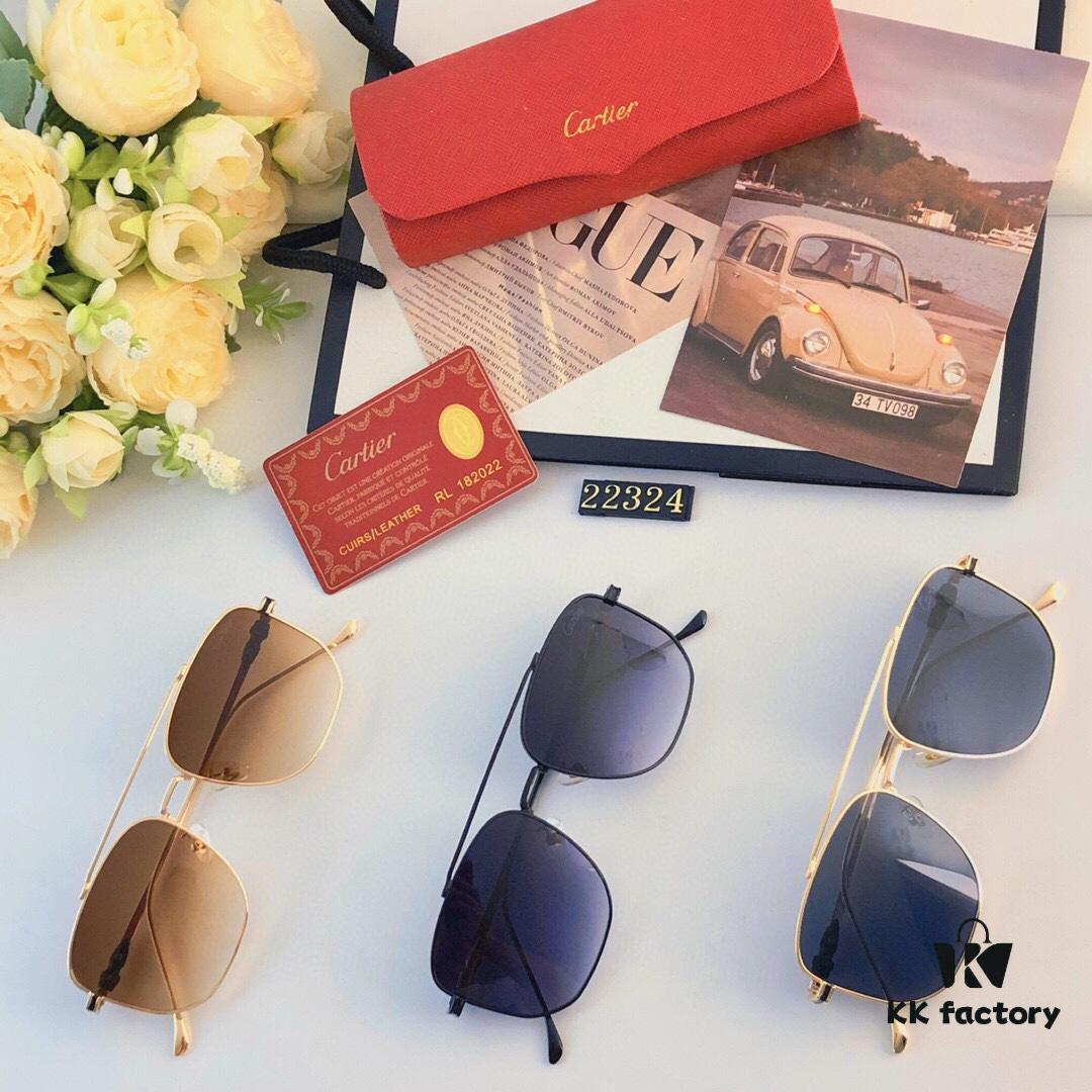 Cartier Square Sunglasses, Stylish Streetwear Trendy Gold-Frame Sunglasses, Korean-Style Oversized Sun Glasses for Men