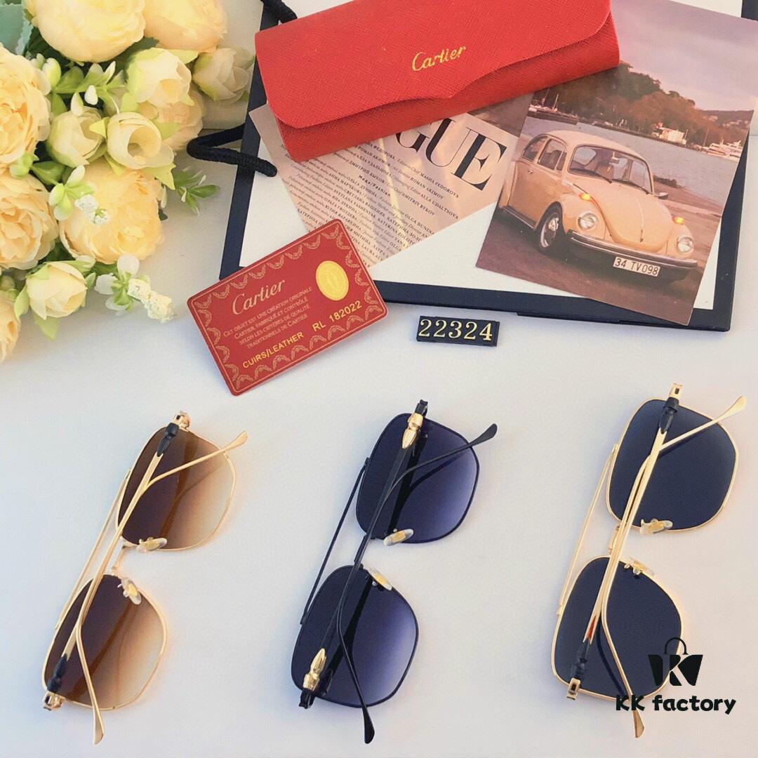 Cartier Square Sunglasses, Stylish Streetwear Trendy Gold-Frame Sunglasses, Korean-Style Oversized Sun Glasses for Men