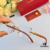 Cartier 2024 New Arrival Wooden Grain Temple Sunglasses Unisex, Fashion Frameless Small Square Sunglasses with Premium Aesthetic