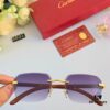 Cartier 2024 New Arrival Wooden Grain Temple Sunglasses Unisex, Fashion Frameless Small Square Sunglasses with Premium Aesthetic