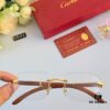 Cartier 2024 New Arrival Wooden Grain Temple Sunglasses Unisex, Fashion Frameless Small Square Sunglasses with Premium Aesthetic