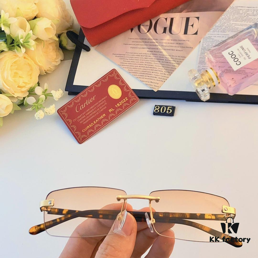 Cartier New Frameless Fashion Sunglasses, Slimming Look, UV Protection, Unisex Sun Glasses for Summer, Popular Influencer Style