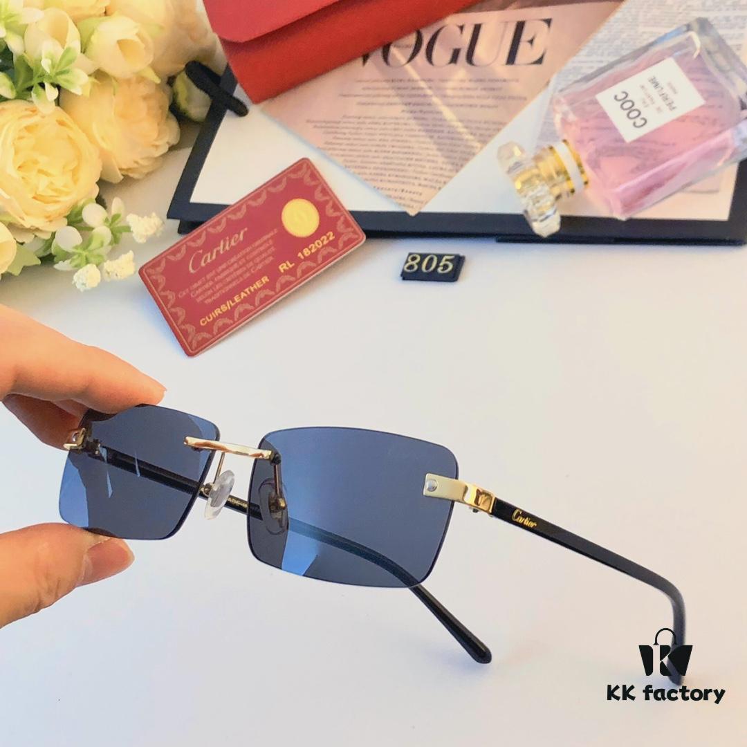 Cartier New Frameless Fashion Sunglasses, Slimming Look, UV Protection, Unisex Sun Glasses for Summer, Popular Influencer Style