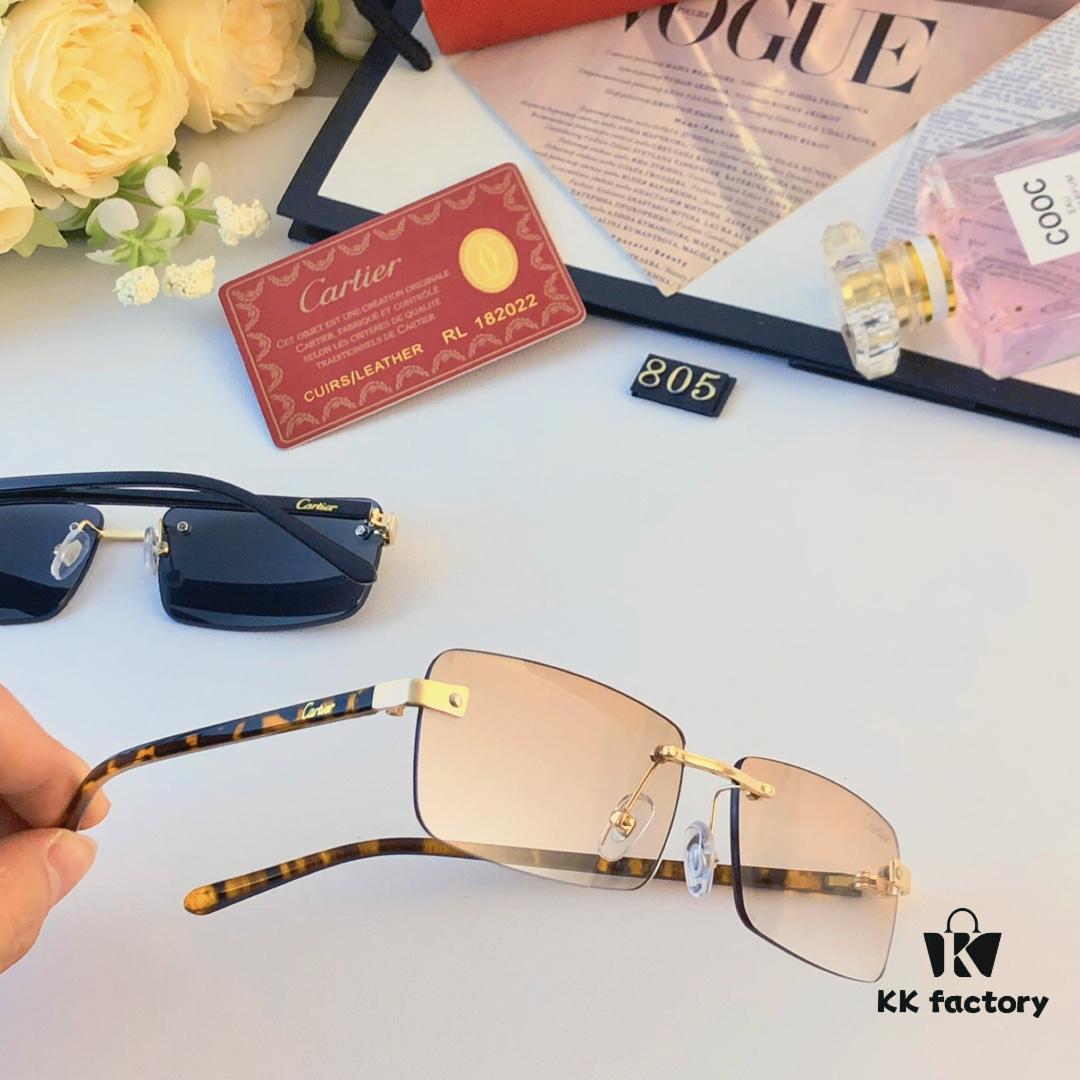 Cartier New Frameless Fashion Sunglasses, Slimming Look, UV Protection, Unisex Sun Glasses for Summer, Popular Influencer Style