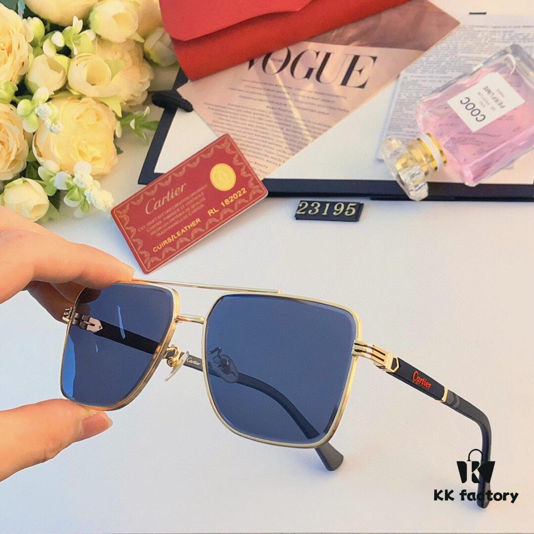 Cartier Trendy Sunglasses for Men, Driver Glasses, Metal Double-Bridge Sunglasses for Driving, Fishing and Outdoor Use