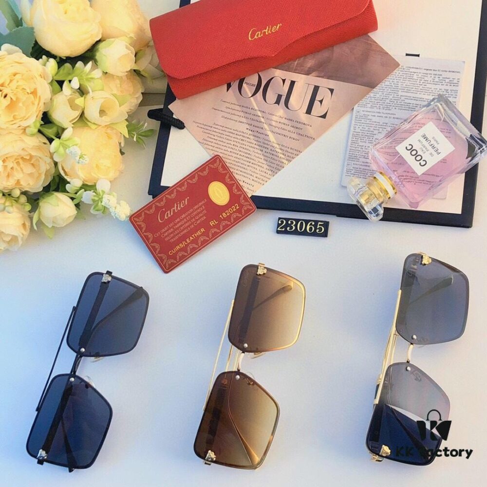 Cartier New Fashion Metal Double-Bridge Sunglasses for Men, Square UV-Protection Driving Sunglasses for Outdoor Use