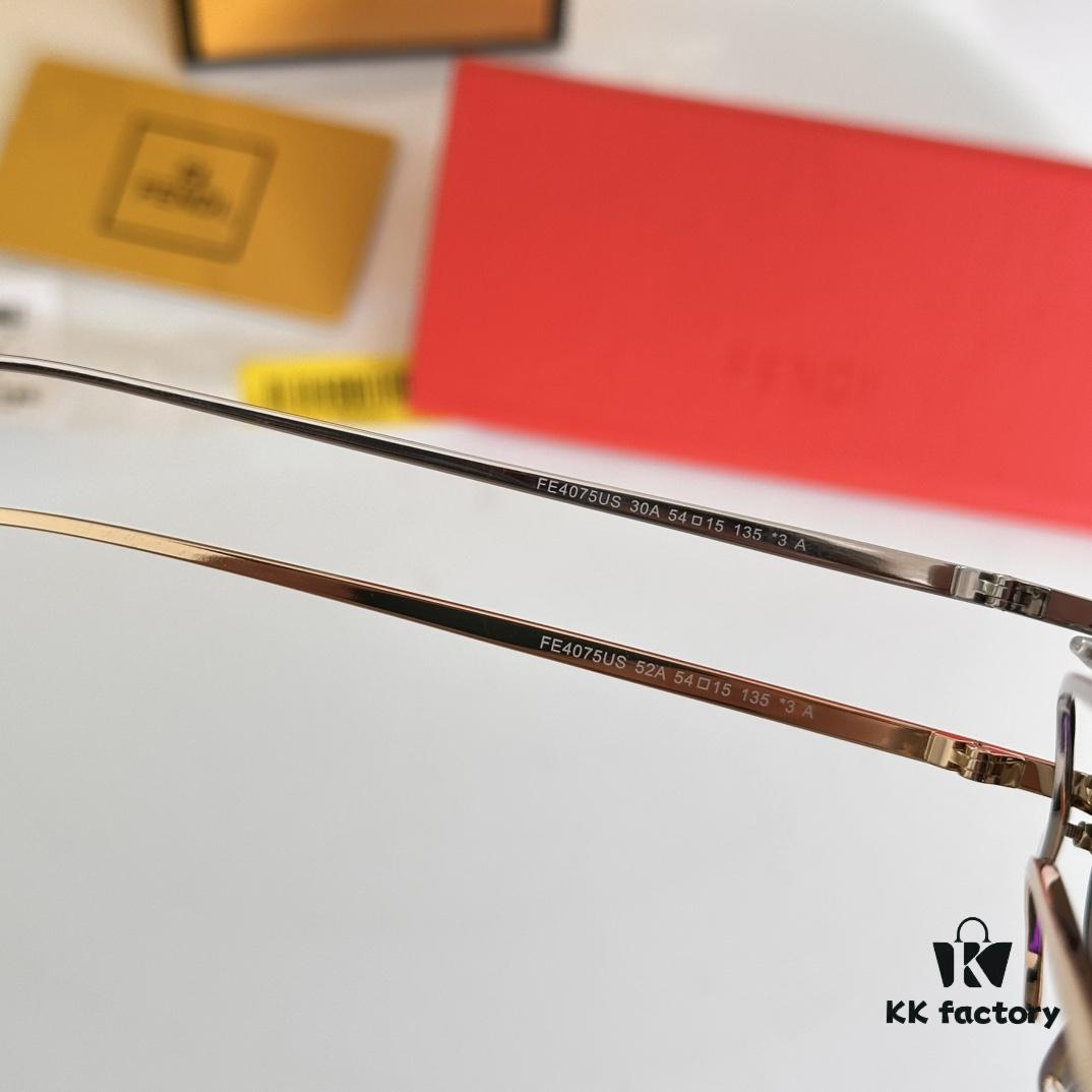 FFENDI* Detail Image, Dual F Inside and Out, OBE Custom, Fully Matched Details, True 1:1 Replica, Model: FE4075US, Size: 54-15-135, Eyeglasses Sunglasses