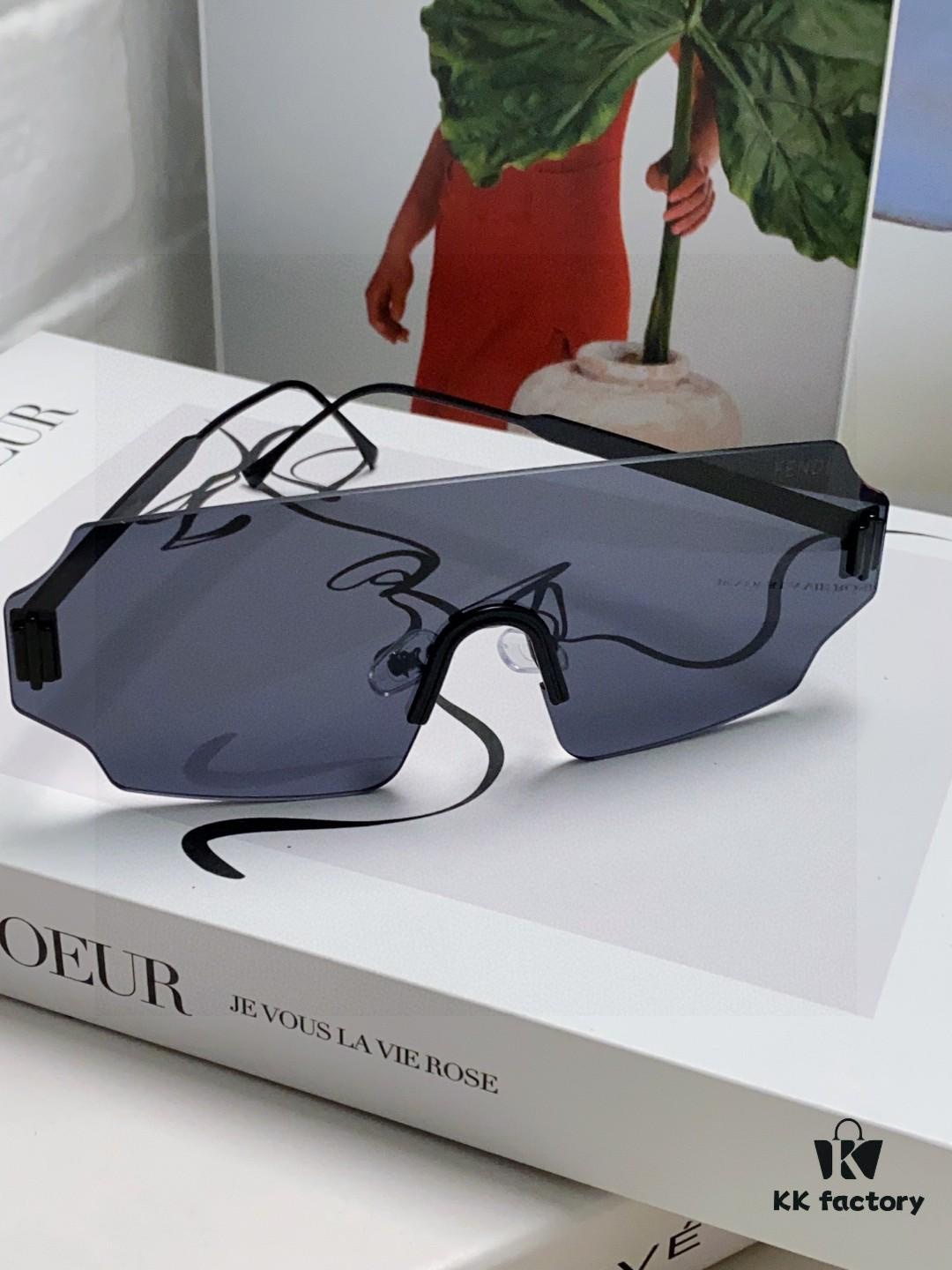 FENDI 2025 New Arrival Men's Sunglasses Fashionable and Comfortable Mask-Style Windproof Sun Glasses One-Piece Frameless Ocean Lens Unisex Oversized Sunglasses European and American Style Trendy Windproof Eyewear