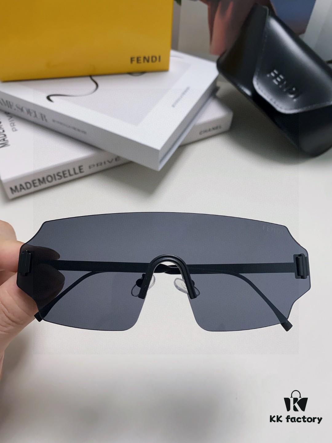 FENDI 2025 New Arrival Men's Sunglasses Fashionable and Comfortable Mask-Style Windproof Sun Glasses One-Piece Frameless Ocean Lens Unisex Oversized Sunglasses European and American Style Trendy Windproof Eyewear