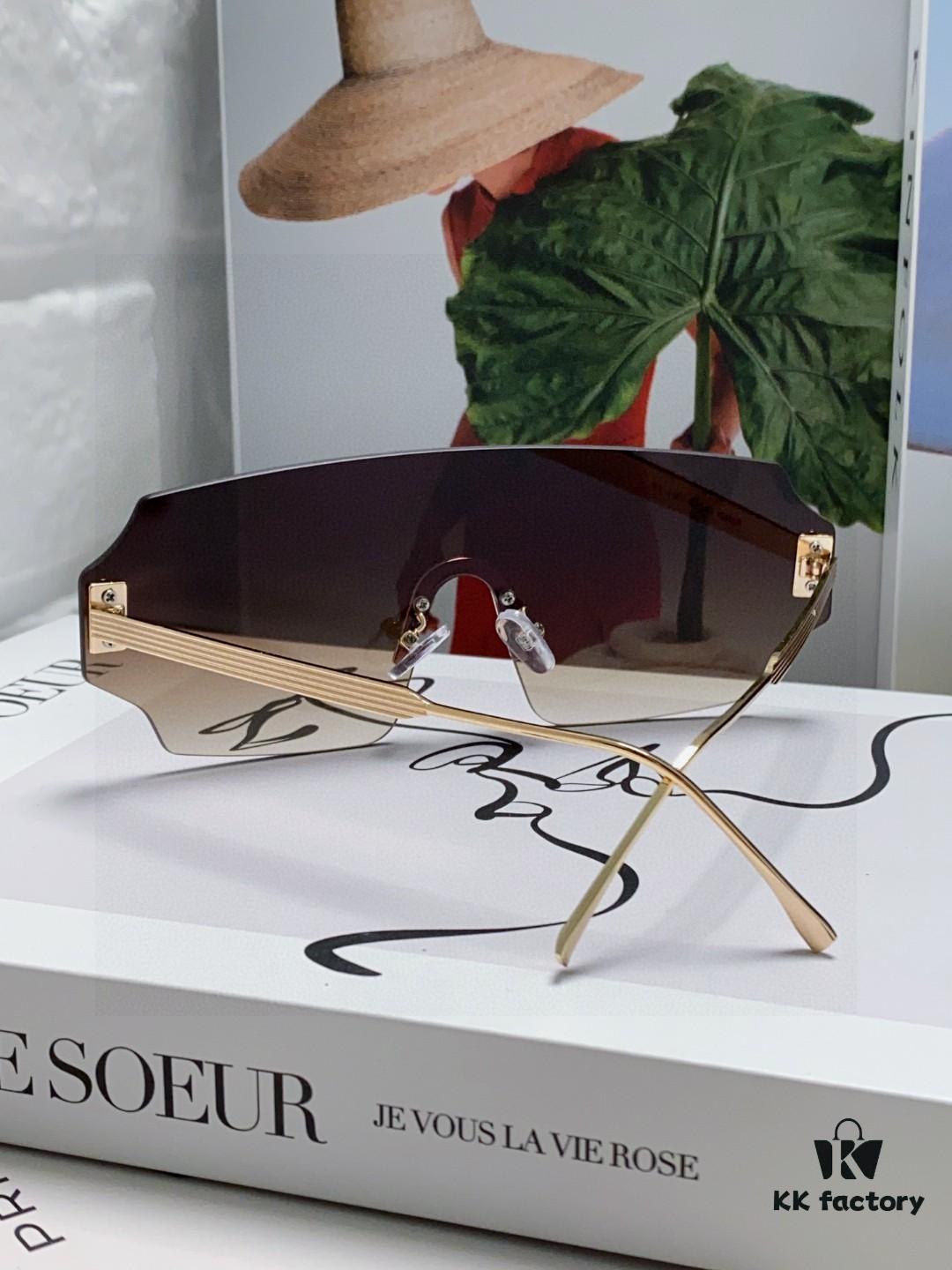 FENDI 2025 New Arrival Men's Sunglasses Fashionable Comfortable Full-Face Windproof Sun Glasses Unisex One-Piece Ocean Blue Lens Oversized Frame UV Protection Eyewear