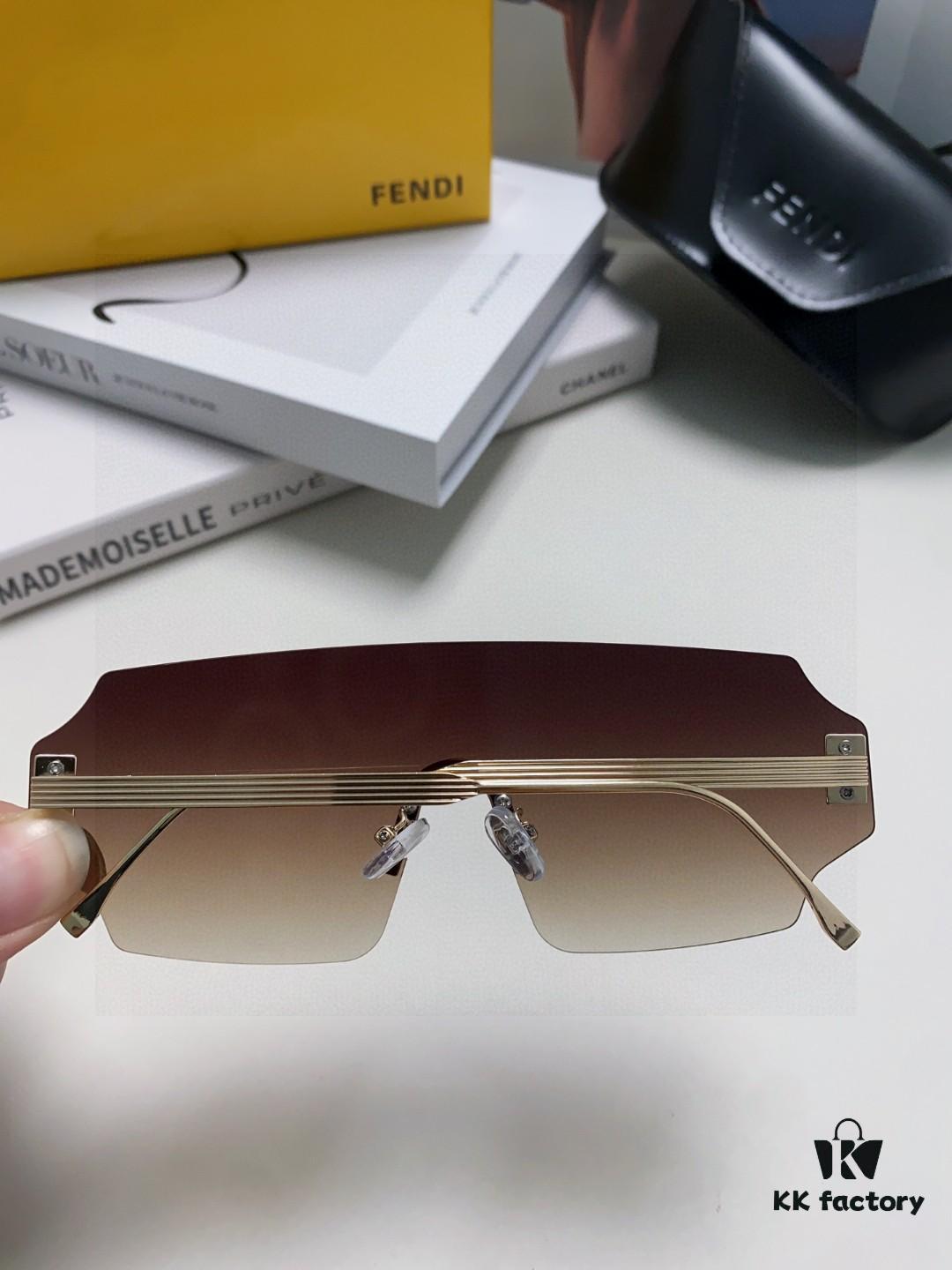 FENDI 2025 New Arrival Men's Sunglasses Fashionable Comfortable Full-Face Windproof Sun Glasses Unisex One-Piece Ocean Blue Lens Oversized Frame UV Protection Eyewear