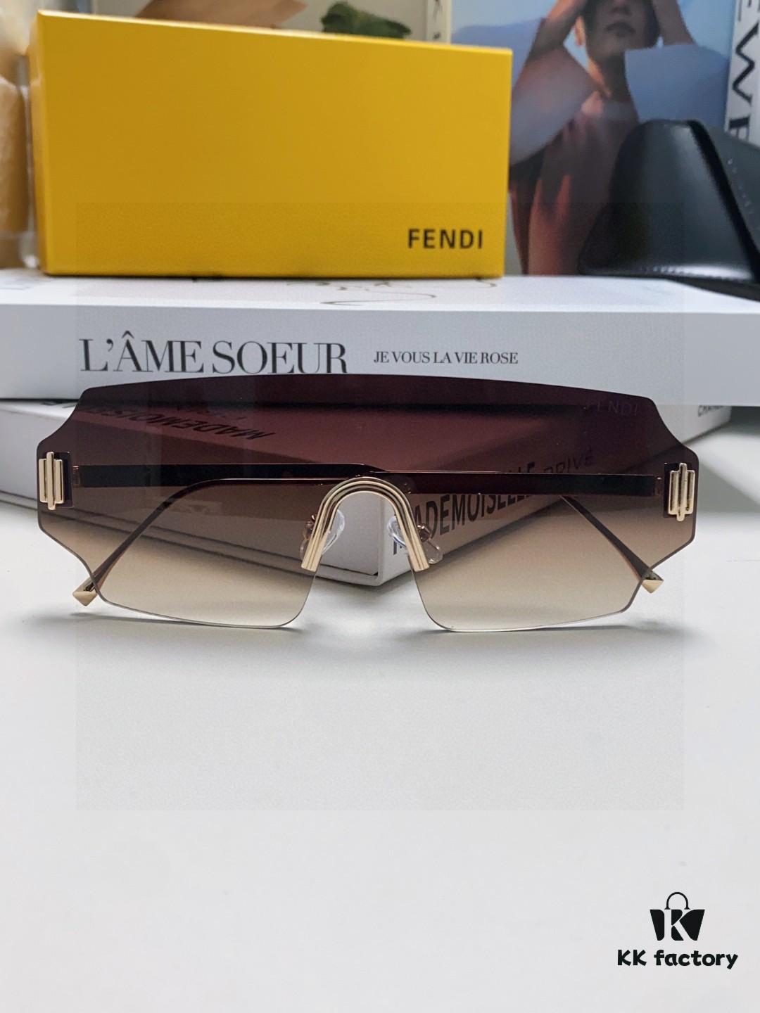 FENDI 2025 New Arrival Men's Sunglasses Fashionable Comfortable Full-Face Windproof Sun Glasses Unisex One-Piece Ocean Blue Lens Oversized Frame UV Protection Eyewear