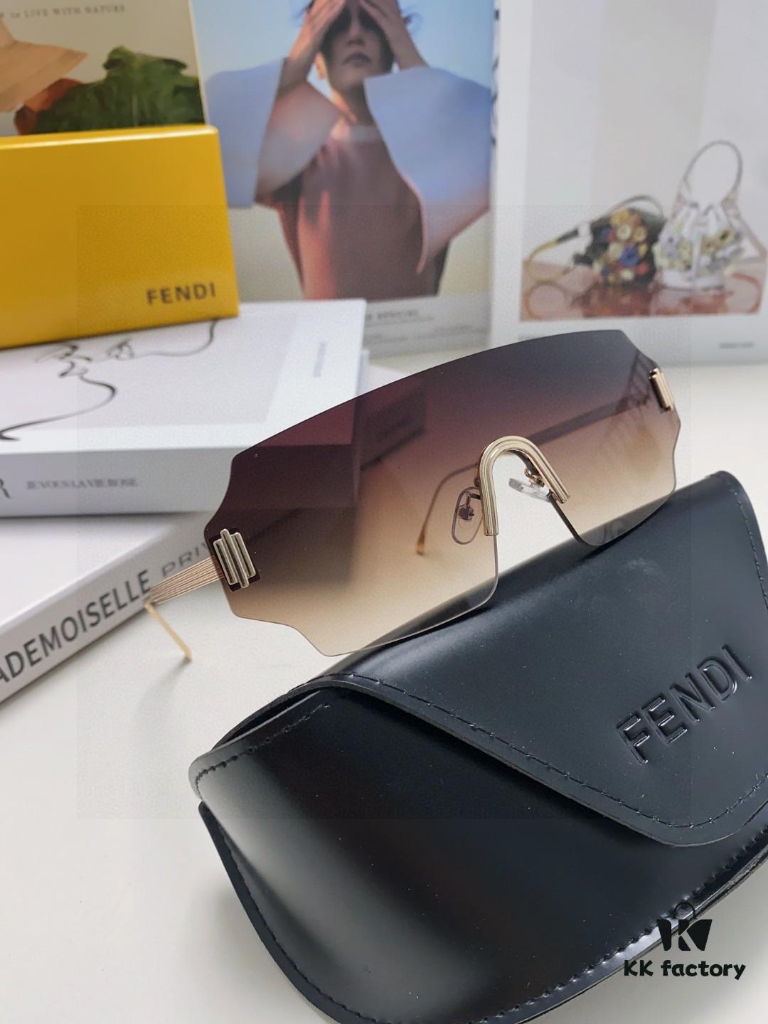 FENDI 2025 New Arrival Men's Sunglasses Fashionable Comfortable Full-Face Windproof Sun Glasses Unisex One-Piece Ocean Blue Lens Oversized Frame UV Protection Eyewear