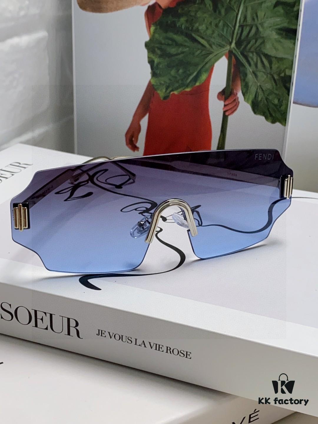 FENDI 2025 New Arrival Men's Sunglasses Fashionable Comfortable Mask-Style Windproof Sun Glasses One-Piece Frameless Ocean Lens Unisex Oversized Sunglasses European and American Style Trendy Windproof Eyewear