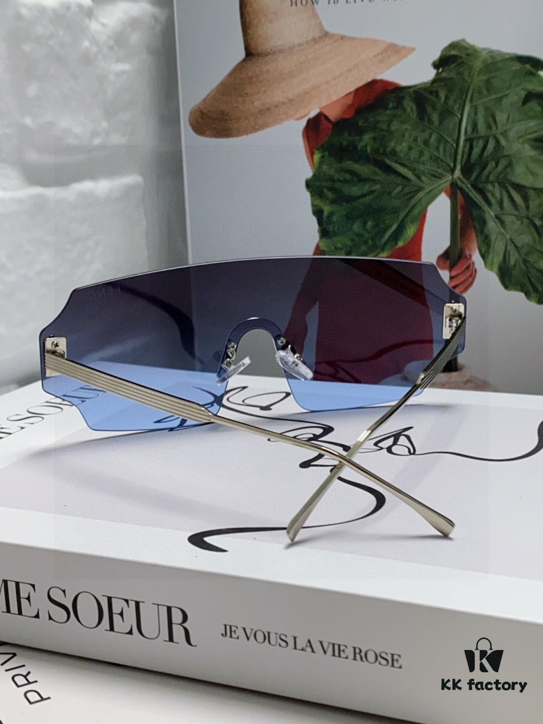 FENDI 2025 New Arrival Men's Sunglasses Fashionable Comfortable Mask-Style Windproof Sun Glasses One-Piece Frameless Ocean Lens Unisex Oversized Sunglasses European and American Style Trendy Windproof Eyewear