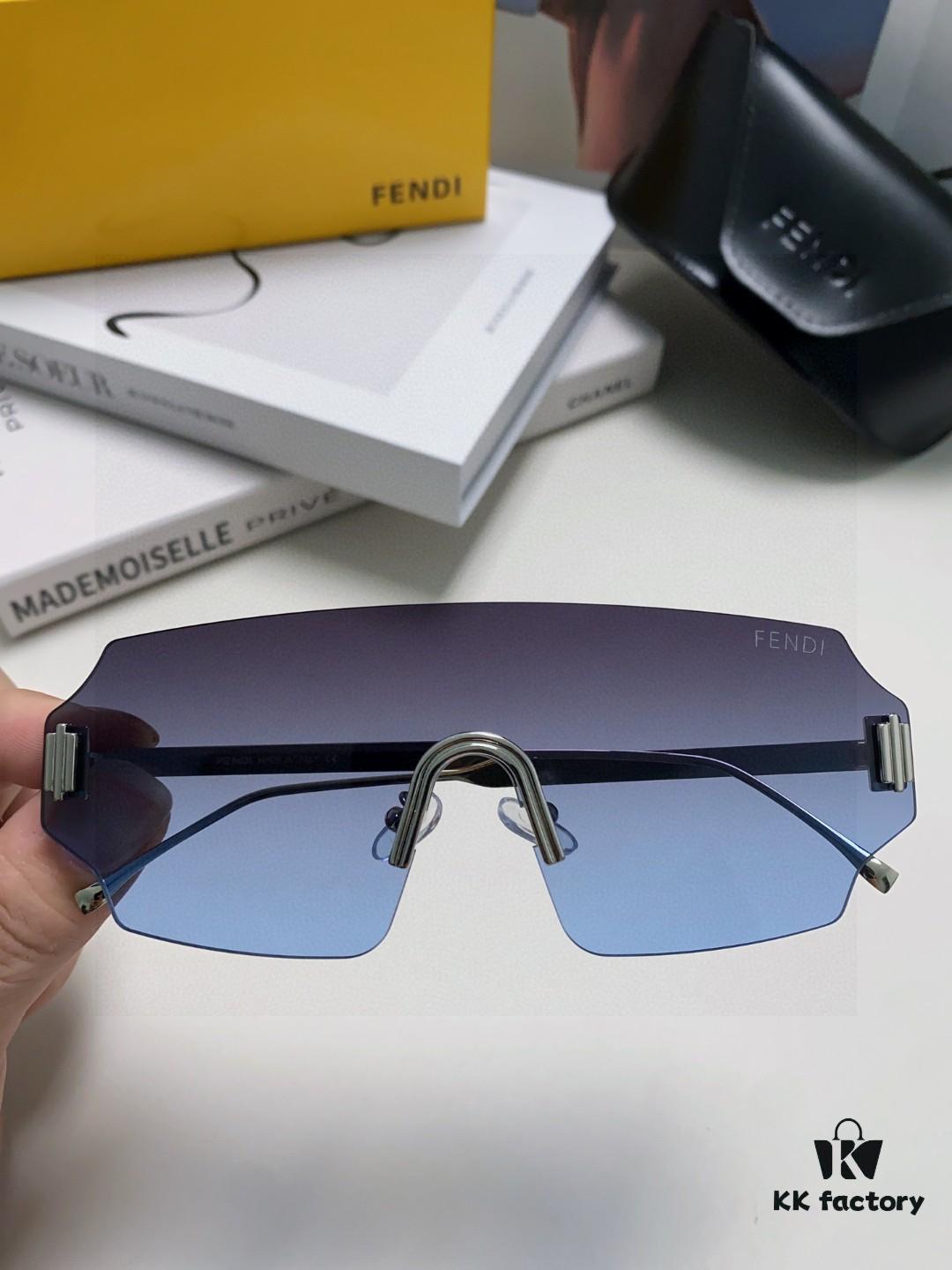 FENDI 2025 New Arrival Men's Sunglasses Fashionable Comfortable Mask-Style Windproof Sun Glasses One-Piece Frameless Ocean Lens Unisex Oversized Sunglasses European and American Style Trendy Windproof Eyewear