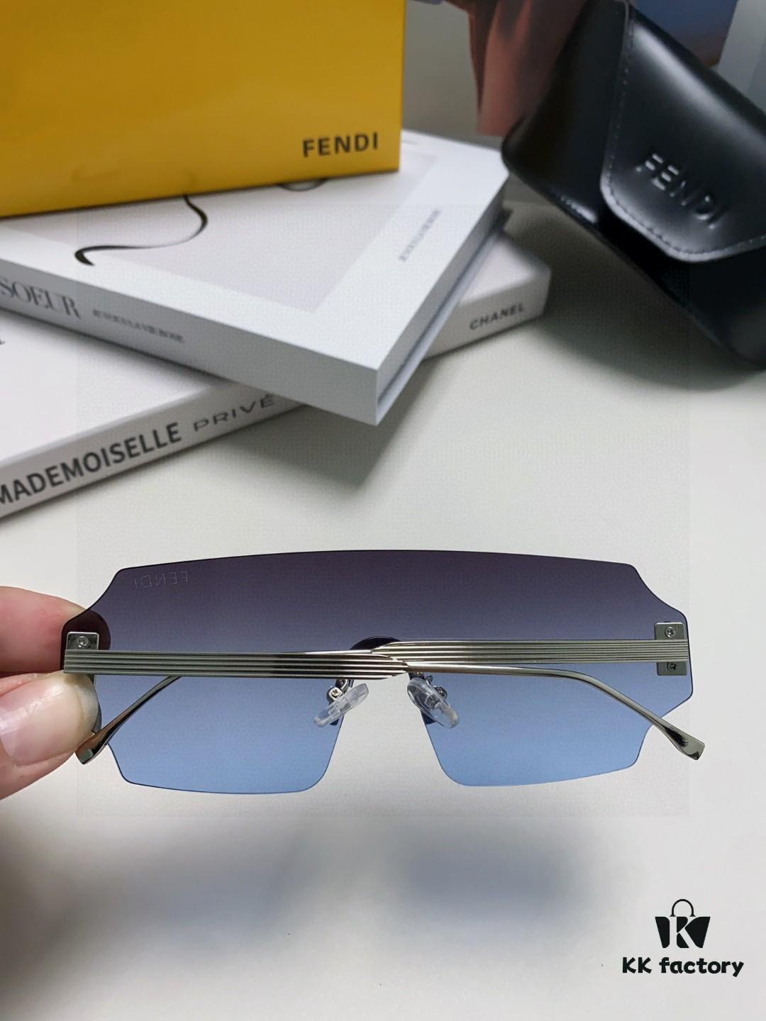 FENDI 2025 New Arrival Men's Sunglasses Fashionable Comfortable Mask-Style Windproof Sun Glasses One-Piece Frameless Ocean Lens Unisex Oversized Sunglasses European and American Style Trendy Windproof Eyewear