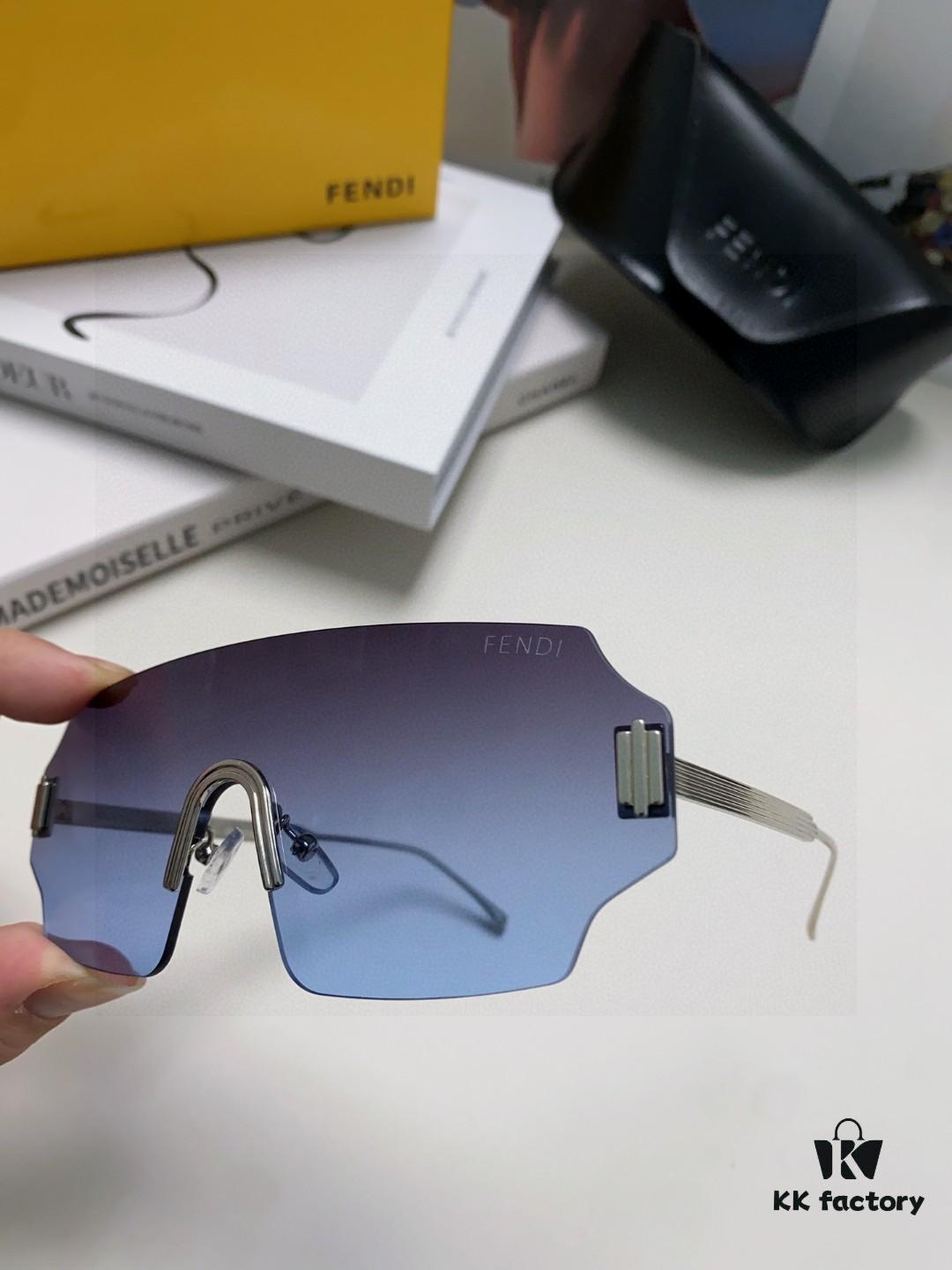 FENDI 2025 New Arrival Men's Sunglasses Fashionable Comfortable Mask-Style Windproof Sun Glasses One-Piece Frameless Ocean Lens Unisex Oversized Sunglasses European and American Style Trendy Windproof Eyewear