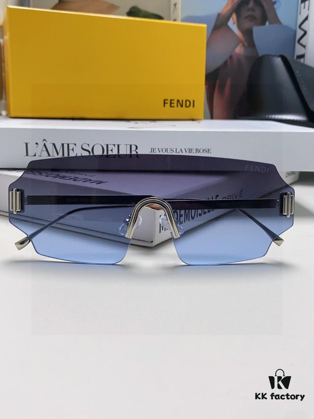 FENDI 2025 New Arrival Men's Sunglasses Fashionable Comfortable Mask-Style Windproof Sun Glasses One-Piece Frameless Ocean Lens Unisex Oversized Sunglasses European and American Style Trendy Windproof Eyewear