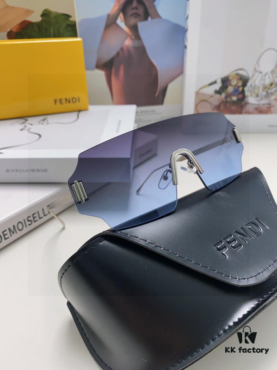 FENDI 2025 New Arrival Men's Sunglasses Fashionable Comfortable Mask-Style Windproof Sun Glasses One-Piece Frameless Ocean Lens Unisex Oversized Sunglasses European and American Style Trendy Windproof Eyewear