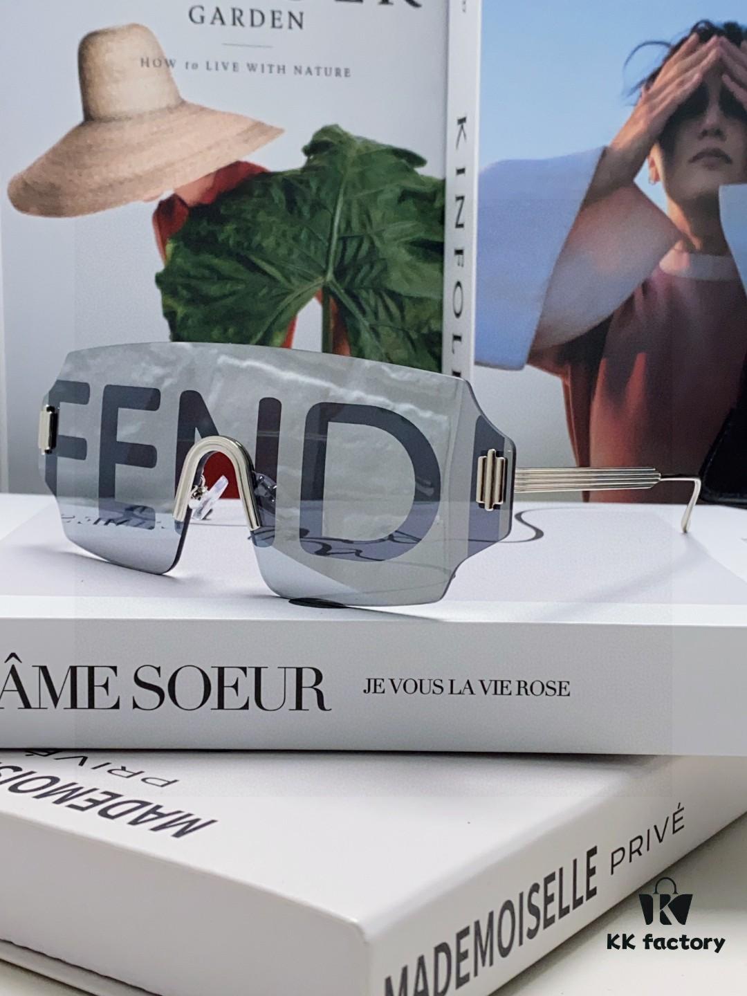 FENDI 2025 New Arrival Men's Fashionable Full-Face Sunglasses, Frameless One-Piece Ocean Lens Unisex Stylish Oversized Windproof Sun Glasses