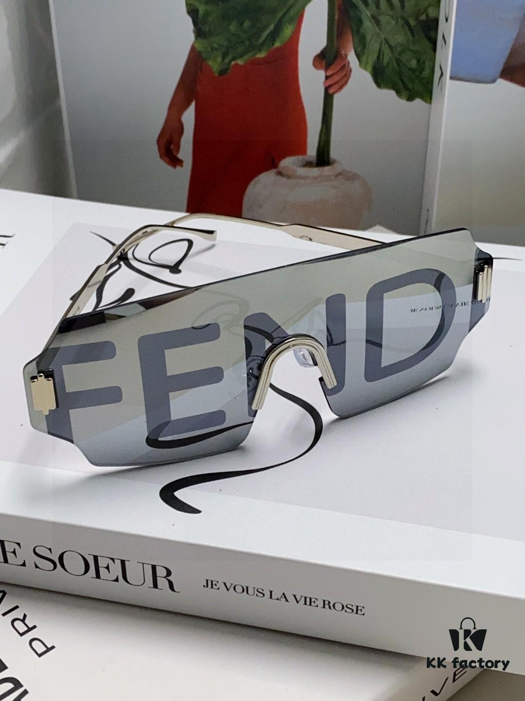 FENDI 2025 New Arrival Men's Fashionable Full-Face Sunglasses, Frameless One-Piece Ocean Lens Unisex Stylish Oversized Windproof Sun Glasses