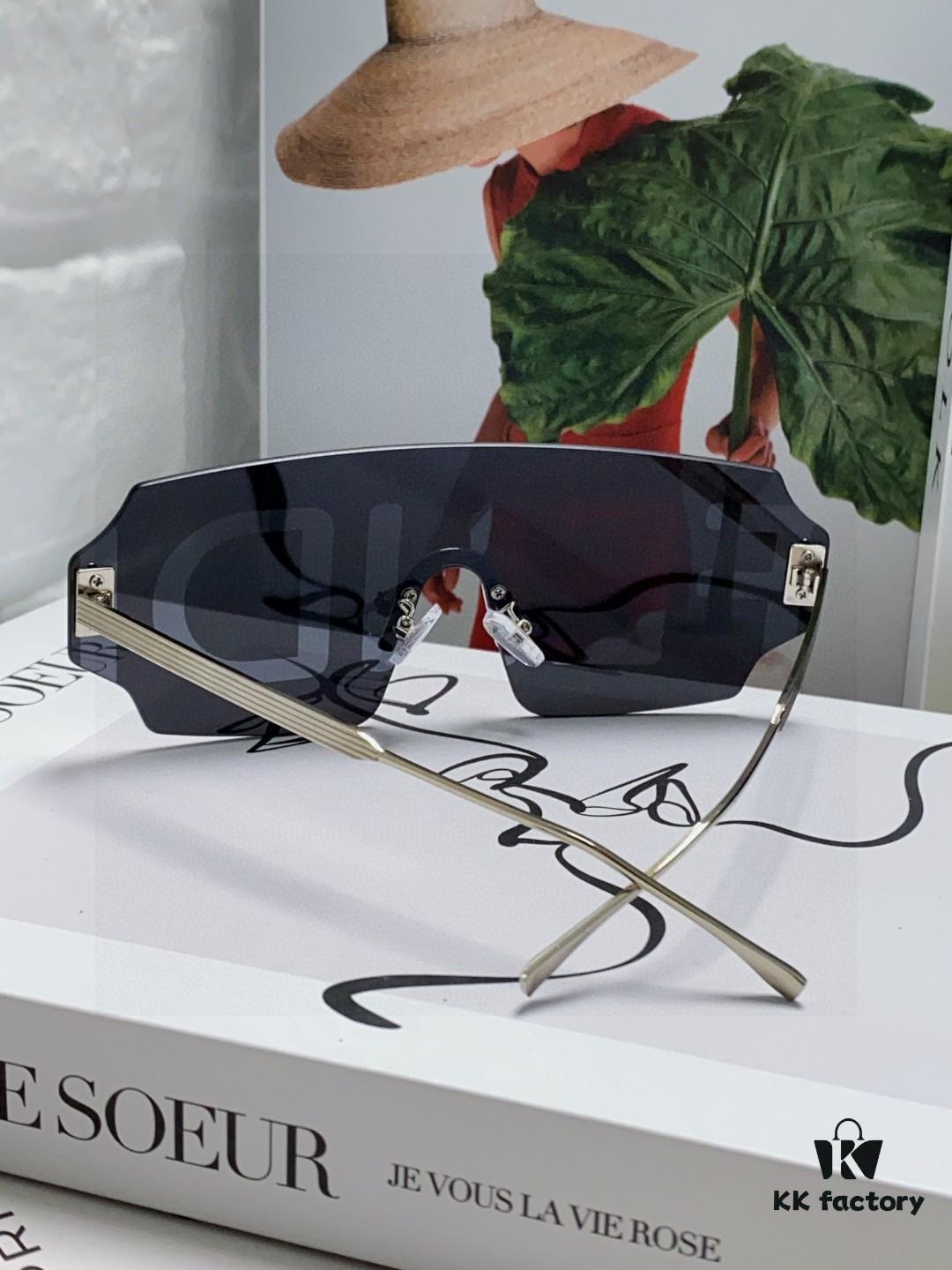 FENDI 2025 New Arrival Men's Fashionable Full-Face Sunglasses, Frameless One-Piece Ocean Lens Unisex Stylish Oversized Windproof Sun Glasses