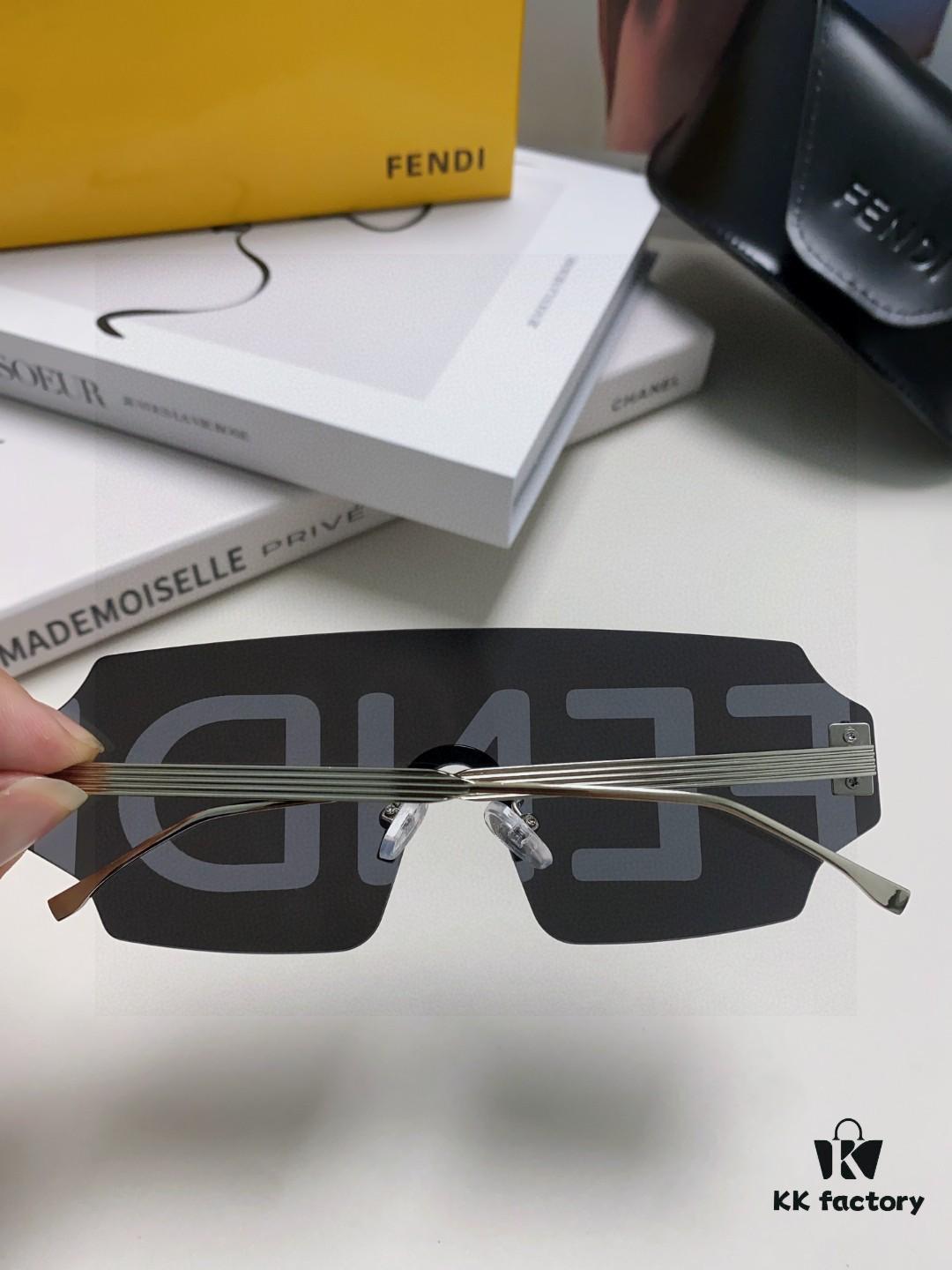 FENDI 2025 New Arrival Men's Fashionable Full-Face Sunglasses, Frameless One-Piece Ocean Lens Unisex Stylish Oversized Windproof Sun Glasses