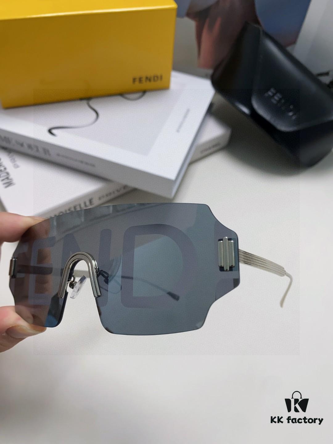 FENDI 2025 New Arrival Men's Fashionable Full-Face Sunglasses, Frameless One-Piece Ocean Lens Unisex Stylish Oversized Windproof Sun Glasses