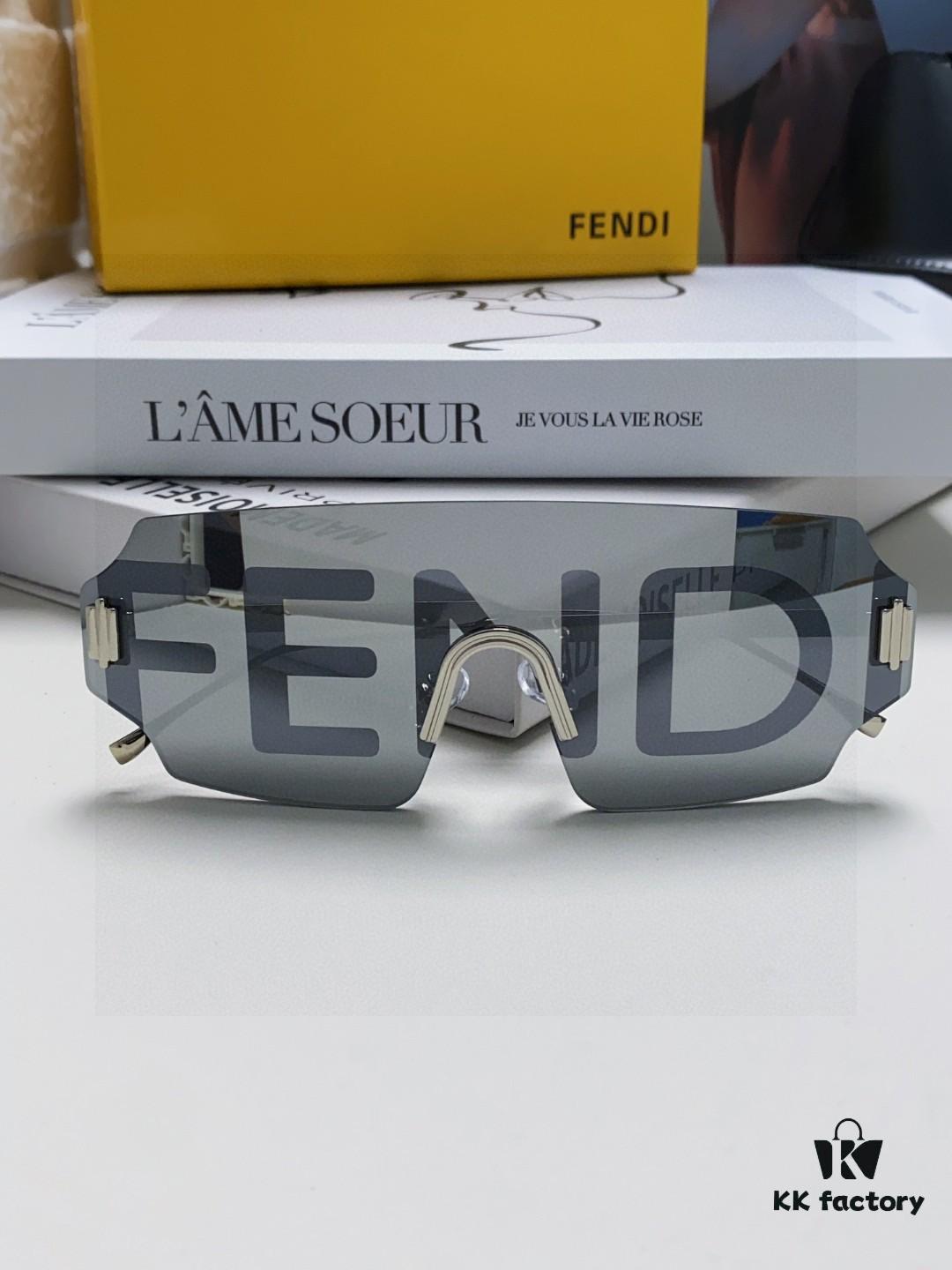FENDI 2025 New Arrival Men's Fashionable Full-Face Sunglasses, Frameless One-Piece Ocean Lens Unisex Stylish Oversized Windproof Sun Glasses