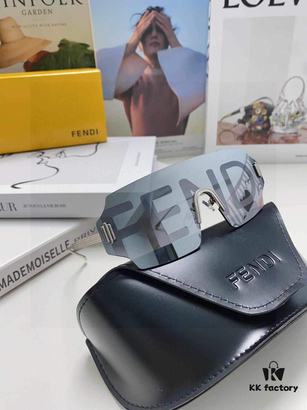 FENDI 2025 New Arrival Men's Fashionable Full-Face Sunglasses, Frameless One-Piece Ocean Lens Unisex Stylish Oversized Windproof Sun Glasses