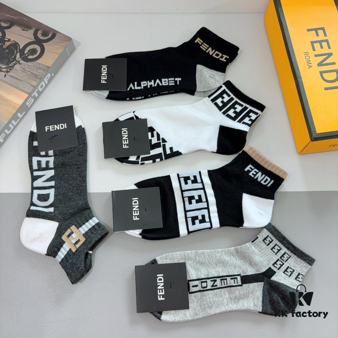 FENDI Fen Di Double F Letter Best-Selling Short Socks (5 Pairs per Box)