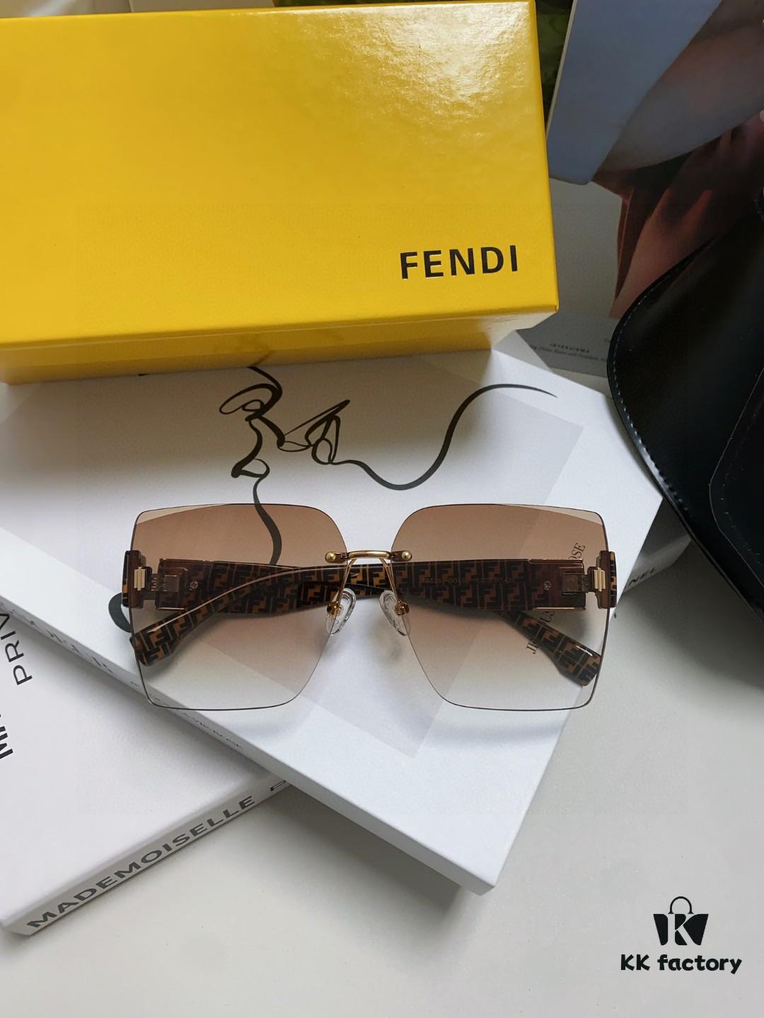 FENDI 2024 Spring New Arrival Fashion Trendy Square Polarized Sunglasses for Women, High-Quality Comfortable Wear, Influencer Favorite UV Protection Shades